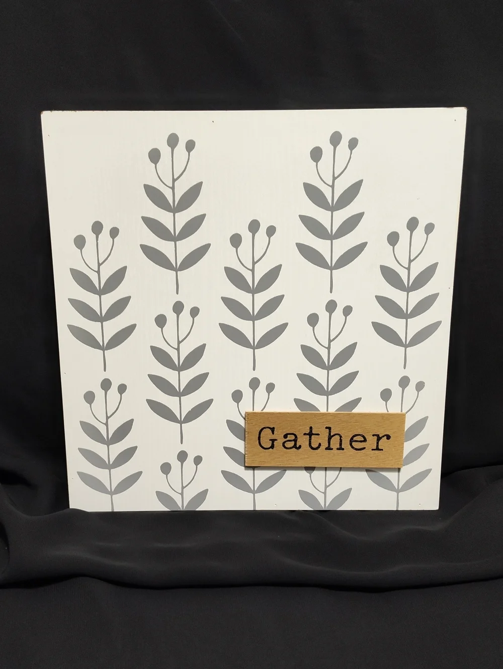 Hobby Lobby White & Gray 'Gather' Botanical Wall Sign